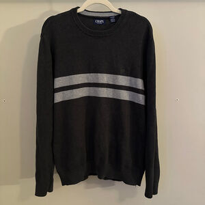 Men's Chaps Cotton Sweater XL Dark Gray Striped Long Sleeve